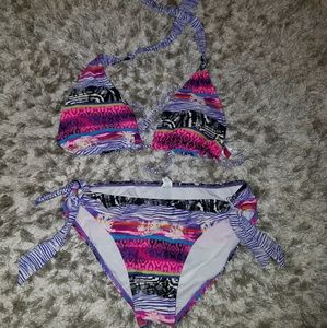 Reversible exotic palm bikini pre loved used cute!